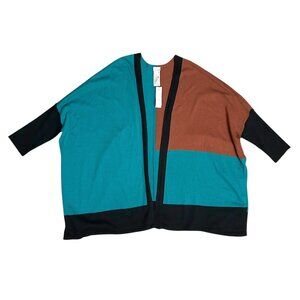 Chico's Size L / XL Fanfare Colorblock Open Front Cardigan Sweater Ruana NWT